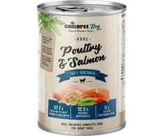 Harrison Pet Products Chicopee Pure paukštiena &amp; lašiša skardinė šunims 400g