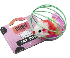 HiBrand Sp. z o.o. Bubu Pets katės žaislas pelė metaliniame tinkliniame kamuoliuke 6 cm (asorti)