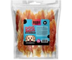 HiBrand Sp. z o.o. Bubu Pets minkšta vištienos krūtinėlė ant žaliavinės odos lazdelių 500g