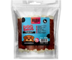 HiBrand Sp. z o.o. Bubu Pets triušio mėsa ant storos žaliavinės odos lazdelės 15cm 500g