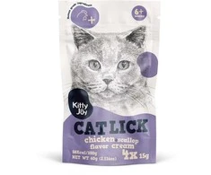 Petfest Kitty Joy Kitty Joy kačių laižomas kremas su vištiena ir šukutėmis 4x15g