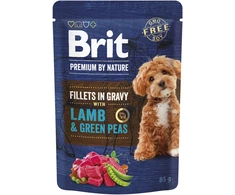 Vafo Praha Sro Brit Premium ėriena &amp; Žalias Peas in Gravy drėgnasis pašaras šunims 85g