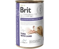 Brit GF Veterinary Diets konservai šunims Gastrointestinal Low fat (tunas, ėriena) 400g