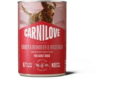 Vafo Praha Sro Carni Love Carnilove Dog Can Pat Konservai šunims kalakutiena, renifer i dzik su czarną porzeczką 400g
