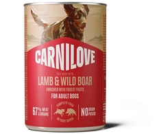 Vafo Praha Sro Carni Love Carnilove Dog Can Pat šlapias šunų ėdalas su ėriena ir šernu bei juodaisiais serbentais 400g