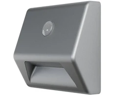 Sieninis šviestuvas 0,25W LED sieninis naktinis šviestuvas NIGHTLUX, sidabro sp., 4000K, su baterija ir judesio bei šviesos jutikliu, IP54
