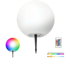 0,2W LED įsmeigiamas šviestuvas su saulės baterija GARDEN BALL, baltas, RGB, IP65