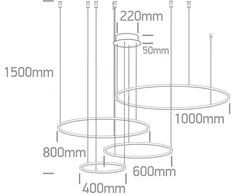 100W LED pakabinamas šviestuvas, juodas, 3000K, 40cm/60cm/80cm/100cm, dimeriuojamas, 63150C/B/W