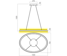 100W LED pakabinamas šviestuvas NOBU, baltas, 3000/4000K, dimeriuojamas, 01-3815
