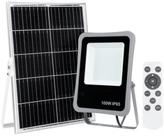 Pakabinamas šviestuvas 100W LED prožektorius su saulės baterija BARES, pilkas, 4000K