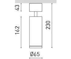 Lubinis šviestuvas 10,3W LED paviršinis šviestuvas FIT 65, baltas, 3000K, 36º