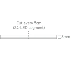 10,5W/m lanksti COB LED juosta, 24V, IP20, 480LEDs/m, 3000K, 7844E/W