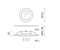 10W LED įleidžiamas šviestuvas DROP MINI 3, baltas, 3000K, IP43, DALI