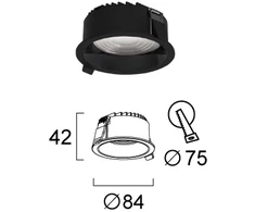 10W LED įleidžiamas šviestuvas LUIGI, juodas, 3000/4000/6500K, 4334901