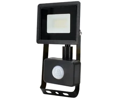 10W LED prožektorius KASTEL, juodas, 4000K, IP65, su judesio davikliu