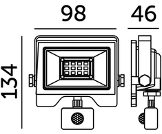 10W LED prožektorius su judesio davikliu MHC, juodas, 4000K, IP54
