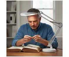 10W LED stalo šviestuvas AURIQ LOUPE, baltas, 3000/4000/6500K, dimeriuojamas