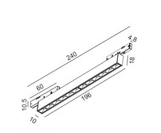 10W LED šviestuvas COMFORT OUT 196 į magnetinę sistemą PICO_LINE, juodas, 3000K, 30°, dimeriuojamas
