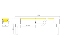 10W/m LED šviečiantis kabelis XMAGIS 13x12MM, 2700K, 320LED/m, 24V, IP67, 20 metrų ritė