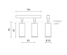 11,6W dvigubas šviestuvas į magnetines sistemas FIT 35 48V, 3000K, juodas