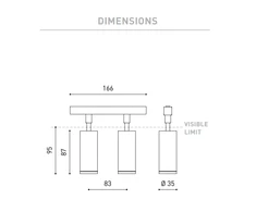 Sieninis šviestuvas 11W dvigubas šviestuvas į magnetines sistemas FIT 35 48V, 3000K, DALI, juodas