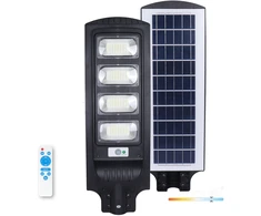 11W LED gatvės šviestuvas su saulės baterija URBI, juodas, 6500K, su judesio davikliu ir nuotol. valdymo pulteliu, IP54