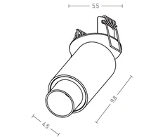 11W LED įleidžiamas šviestuvas, juodas, 3000K, 1928-B