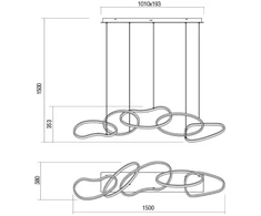 120W LED pakabinamas šviestuvas BIAS, juodas, 3000/4500/6500K, dimeriuojamas, 01-3393
