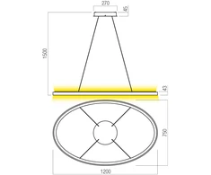 120W LED pakabinamas šviestuvas NOBU, baltas, 3000/4000K, dimeriuojamas, 01-3818