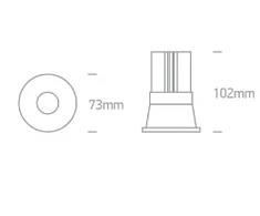 12W COB LED įleidžiamas šviestuvas, juodu korpusu, 3000K, 10112K/B/W