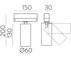 12W LED akcentinis šviestuvas į 3 fazių bėgelį PIPE, baltas, 3000K, T3986100B