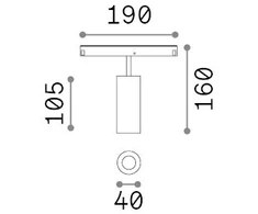 12W LED akcentinis šviestuvas į magnetinę sistemą EGO, juodas, 2700K, 48V, DALI, 340401