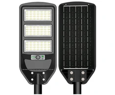 12W LED gatvės šviestuvas su saulės baterija, juodas, 6000K