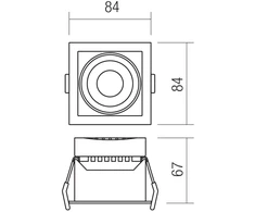 12W LED įleidžiamas pakreipiamas šviestuvas MT 148 LED, juodas, 3000K