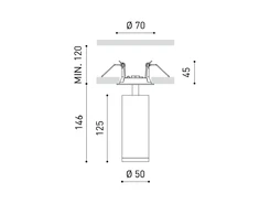12W LED įleidžiamas šviestuvas FIT 50, baltu korpusu, 3000K, 28º