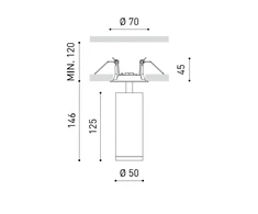 12W LED įleidžiamas šviestuvas FIT 50, baltu korpusu, 2700K, 15º, DALI