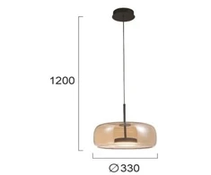 12W LED pakabinamas šviestuvas DECO, juodu korpusu/gintaro sp. stiklas, 3000K, 4319100