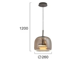 12W LED pakabinamas šviestuvas DECO, juodu korpusu/dūmų sp. stiklas, 3000K, 4319001