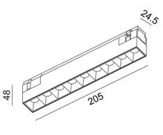 12W LED šviestuvas COMFORT 205 į magnetinę sistemą IN_LINE, juodas, 3000K, DALI
