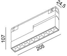 12W LED šviestuvas COMFORT B 205 į magnetinę sistemą IN_LINE, baltas, 3000K, 36°, DALI