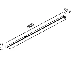 12W LED šviestuvas LINEA 600 į magnetinę sistemą MINI_LINE 42, juodas, 3000K, dimeriuojamas