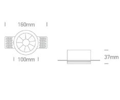 12W LED užglaistomas šviestuvas, baltas, 3000K, 10112XTR/W/W