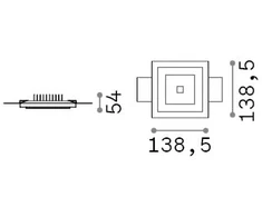 12W LED užglaistomas šviestuvas ZEPHYR, baltas, 3000K, 331225