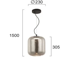 13W LED pakabinamas šviestuvas KIVA, juodu korpusu/dūmų sp. stiklas, 3000K, 4318601