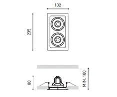 14W LED įleidžiamas šviestuvas TWIST DOUBLE, 3000K (šiltai balta), baltas