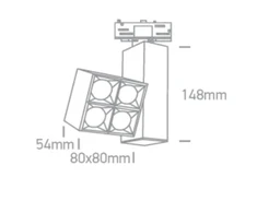 15W COB LED bėgelio šviestuvas MIRROR SQUARE, 3000K, baltas, 65406BT/W/W