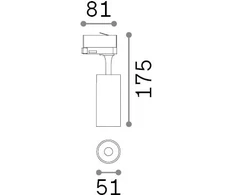 15W LED akcentinis šviestuvas į 1 fazės bėgelius FOX, juodas, 3000K, 348315