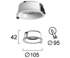 15W LED įleidžiamas šviestuvas LUIGI, baltas, 3000/4000/6500K, 4335000
