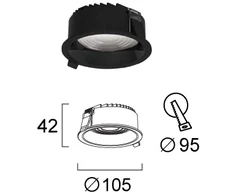 15W LED įleidžiamas šviestuvas LUIGI, juodas, 3000/4000/6500K, 4335001