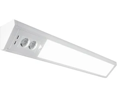 Sieninis šviestuvas 15W LED paviršinis kampinis šviestuvas su kištukiniu lizdu ir USB HABILIS, baltas, 4000K